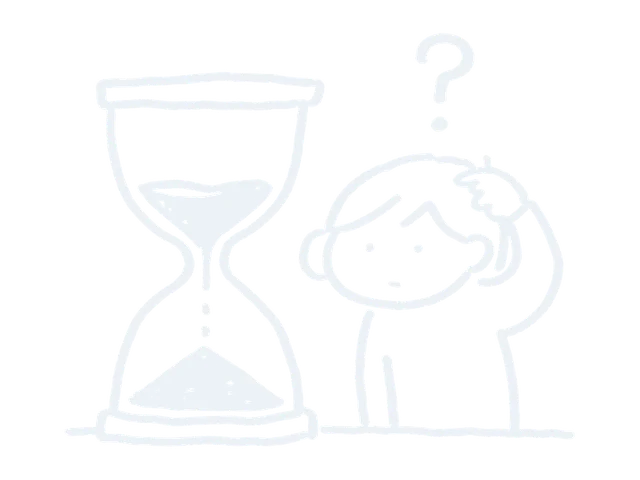Line drawing of an hourglass beside a person wondering about their biological age